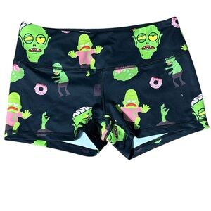 Feed me fight me women’s small zombie donut novelty athletic shorts funny